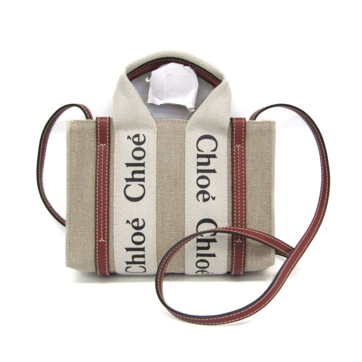 PRE-OWNED Chloé Woody Mini · Linen & Leather