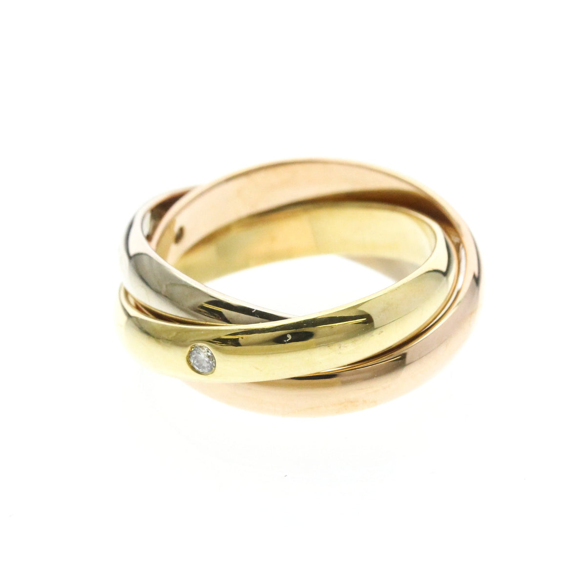 PRE-OWNED Cartier Trinity · Three Diamond · Tri-Gold Size 5.25