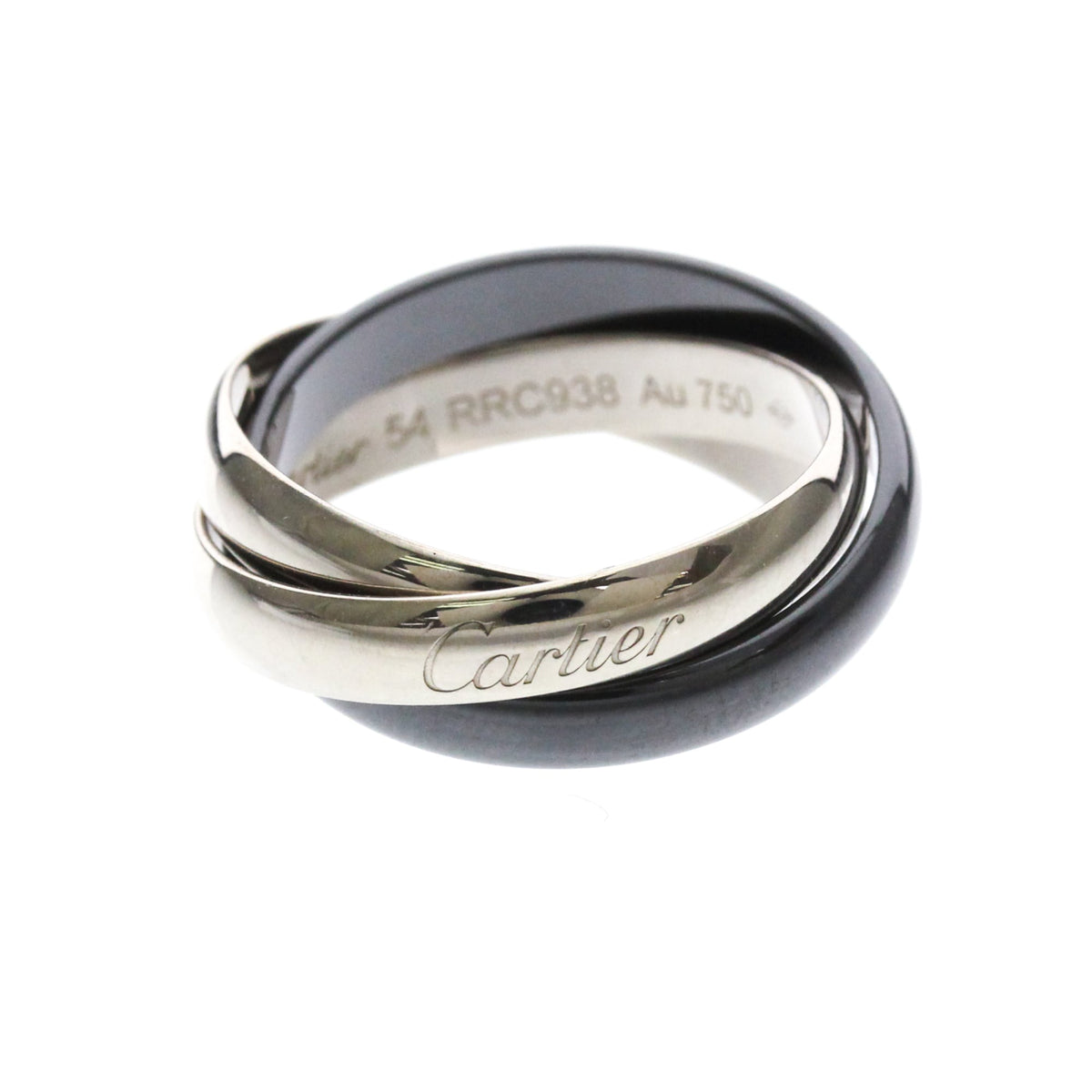 PRE-OWNED Cartier Trinity · 18K White Gold & Ceramic Size 6.75