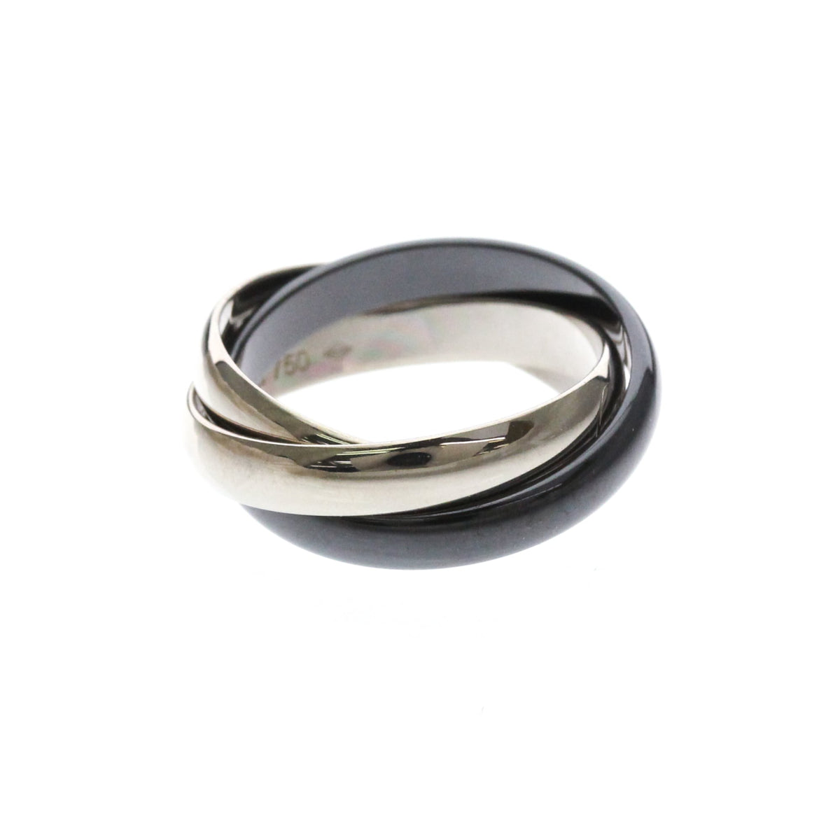 PRE-OWNED Cartier Trinity · 18K White Gold & Ceramic Size 6.75