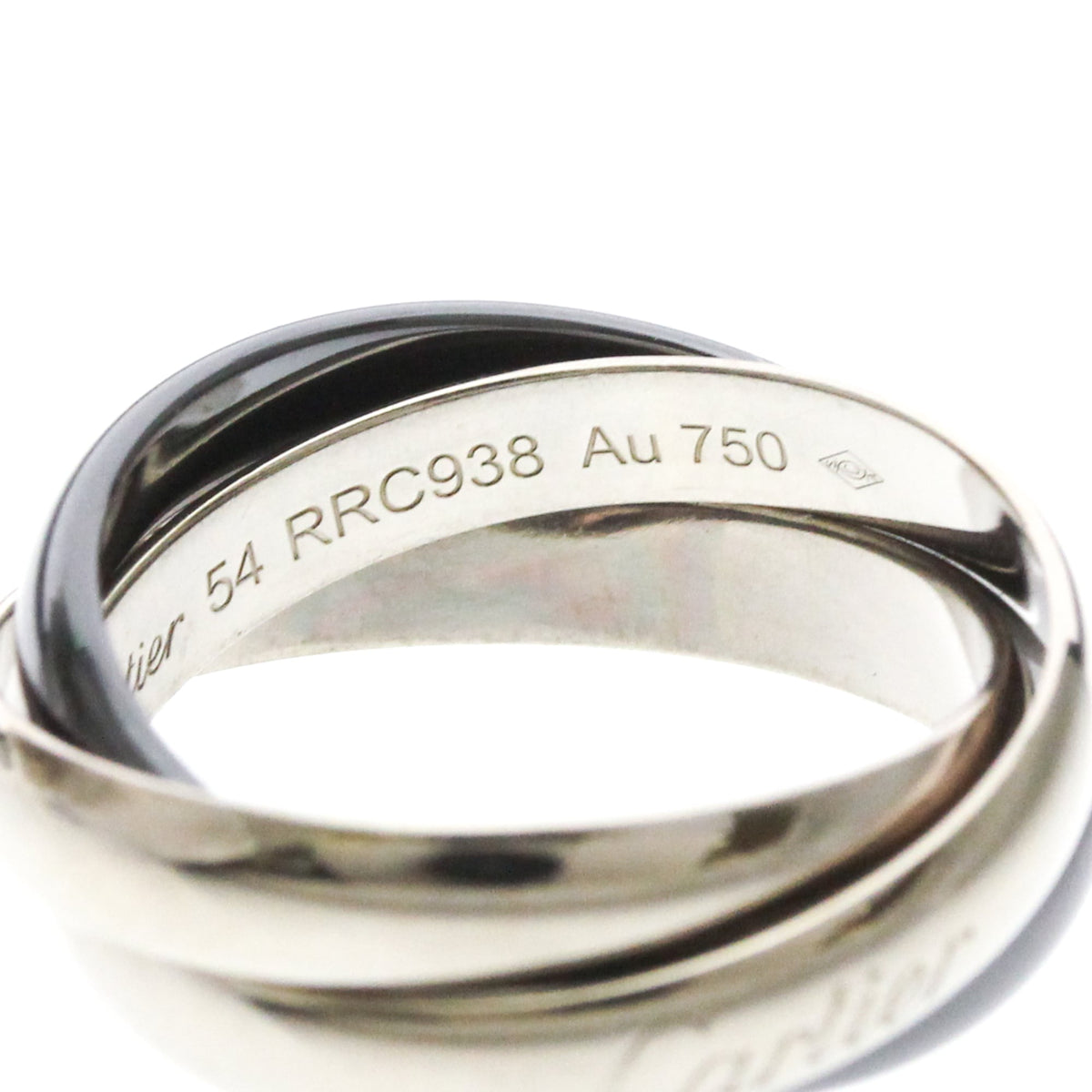 PRE-OWNED Cartier Trinity · 18K White Gold & Ceramic Size 6.75