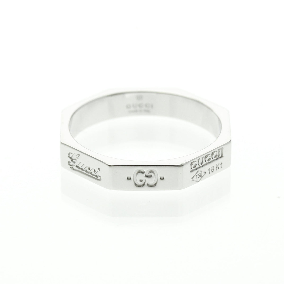 PRE-OWNED Gucci Octagonal · 18K White Gold Size 7.5