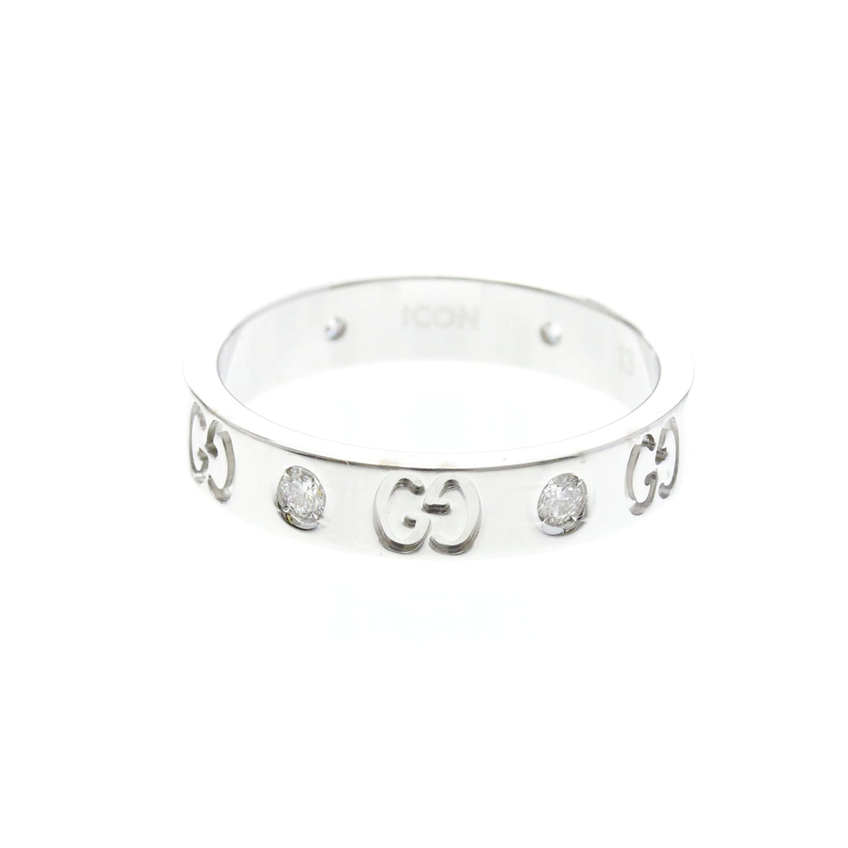 PRE-OWNED Gucci Icon · Diamond · 18K White Gold Size 6.5