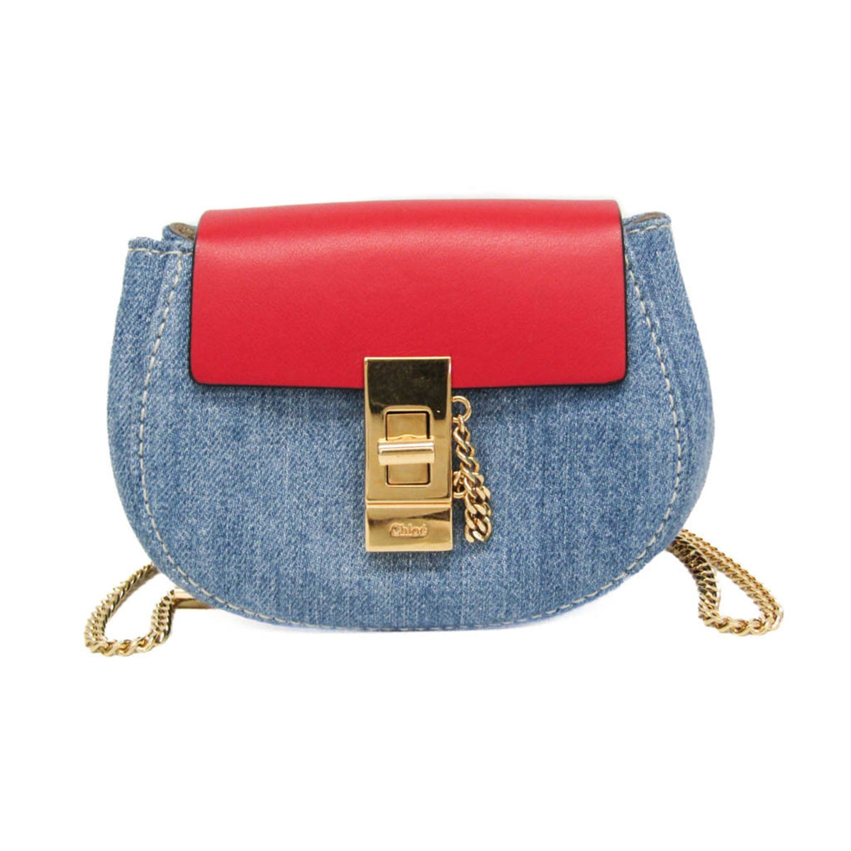 PRE-OWNED Chloé Drew Mini · Denim Crossbody