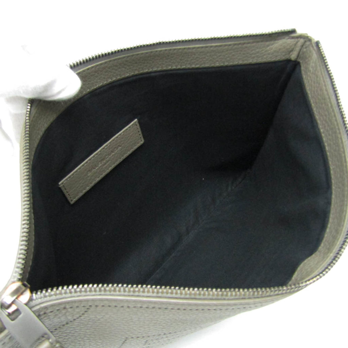 PRE-OWNED Balenciaga Classic · Greige Leather Clutch