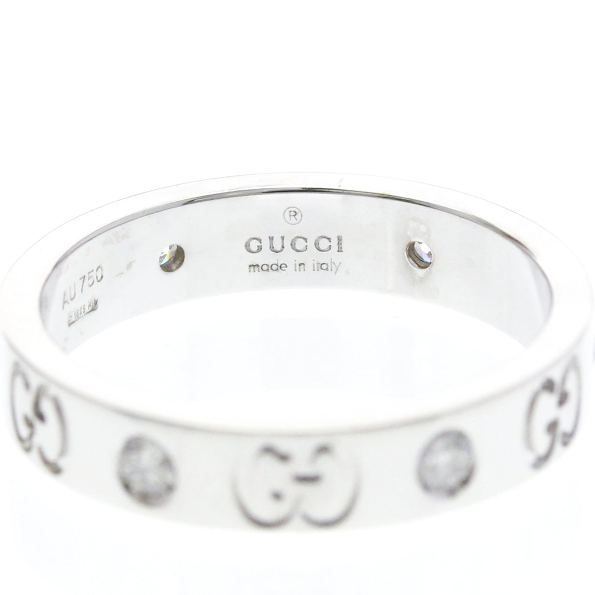 PRE-OWNED Gucci Icon · Diamond · 18K White Gold Size 6.5