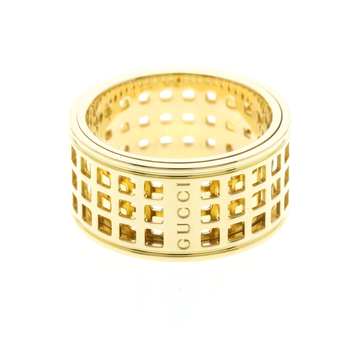 PRE-OWNED Gucci Scroll Wide · 18K Yellow Gold Size 8.25
