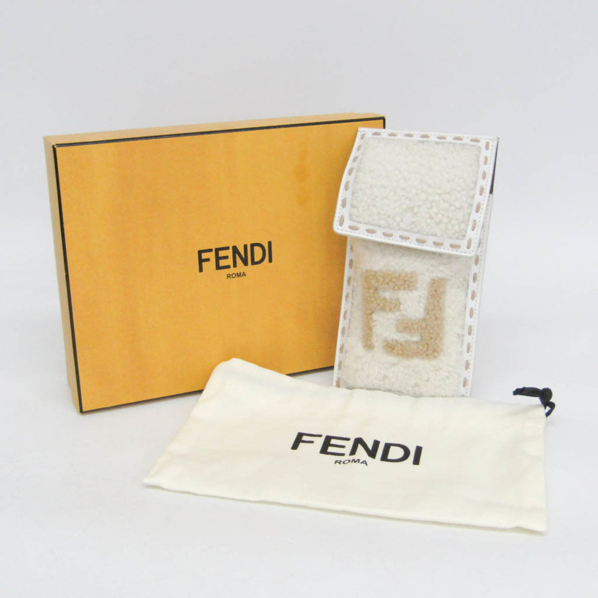 PRE-OWNED Fendi Logo Boa · Phone Pouch · Fur