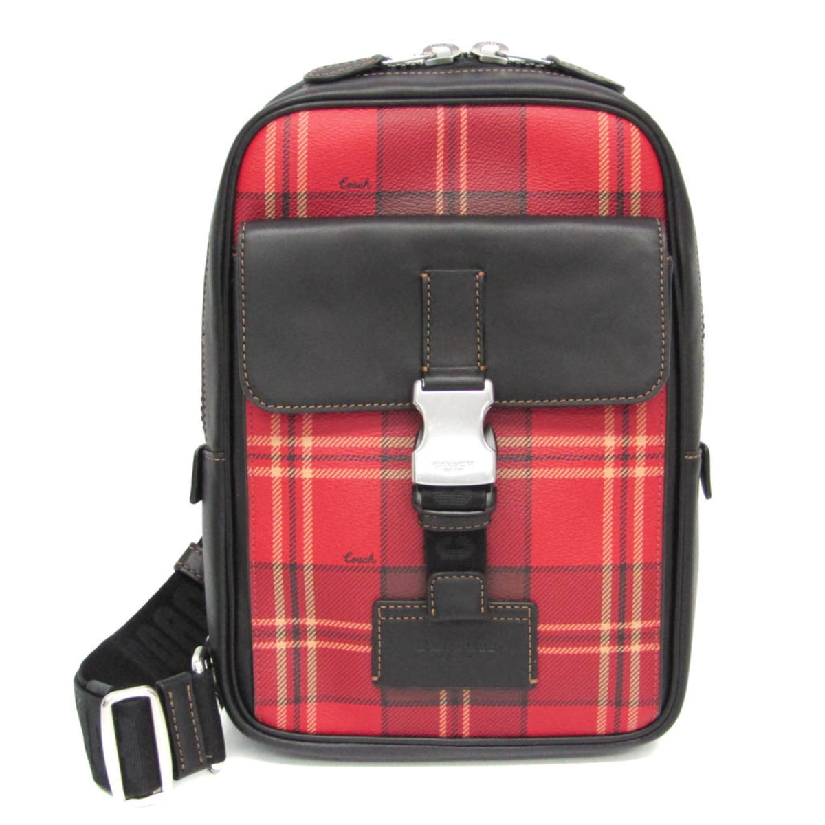 PRE-OWNED Coach Track Pack · Tartan Plaid · Leather