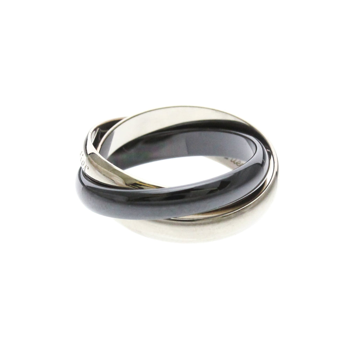 PRE-OWNED Cartier Trinity · 18K White Gold & Ceramic Size 6.75
