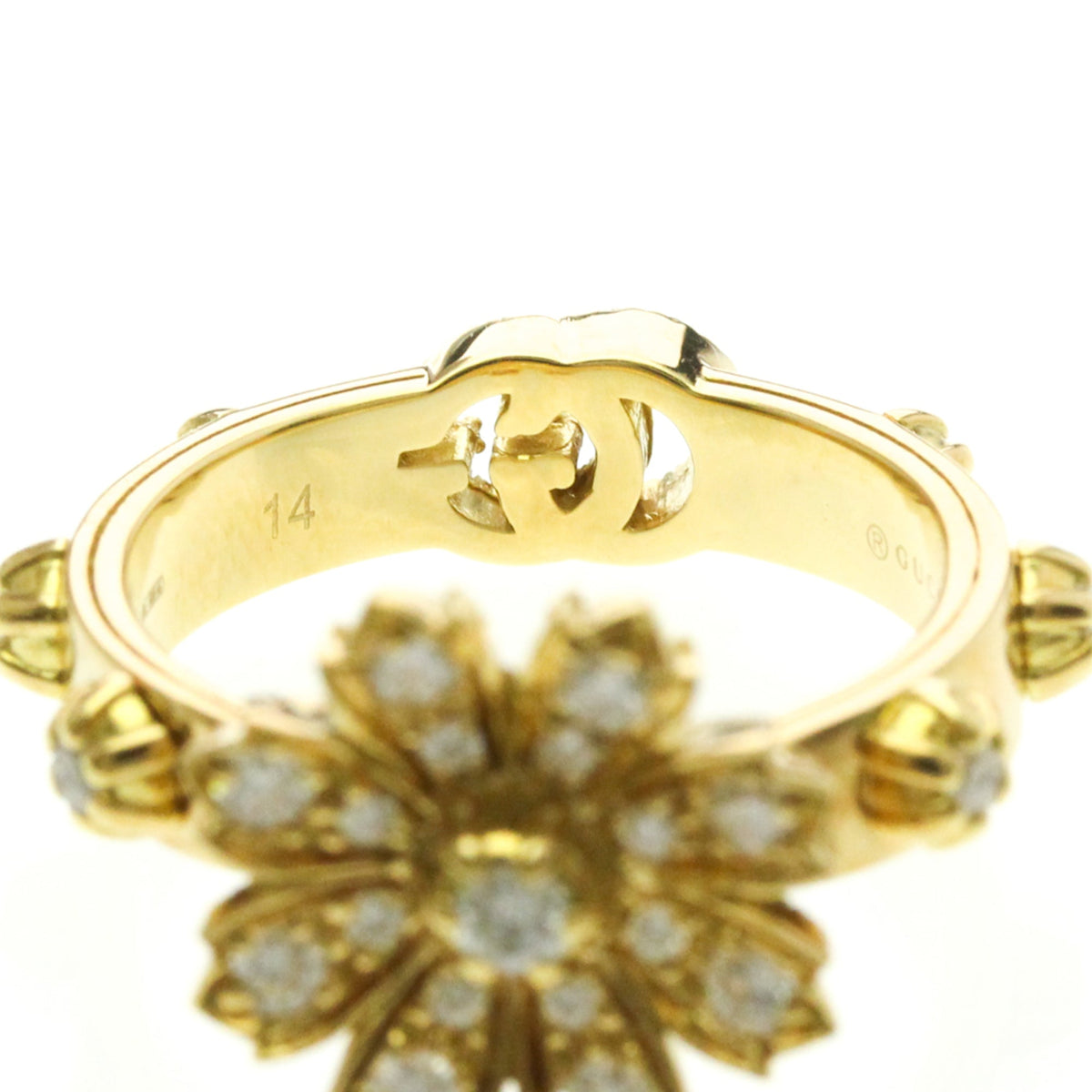 PRE-OWNED Gucci Flora Diamond · 18K Yellow Gold Size 6.75
