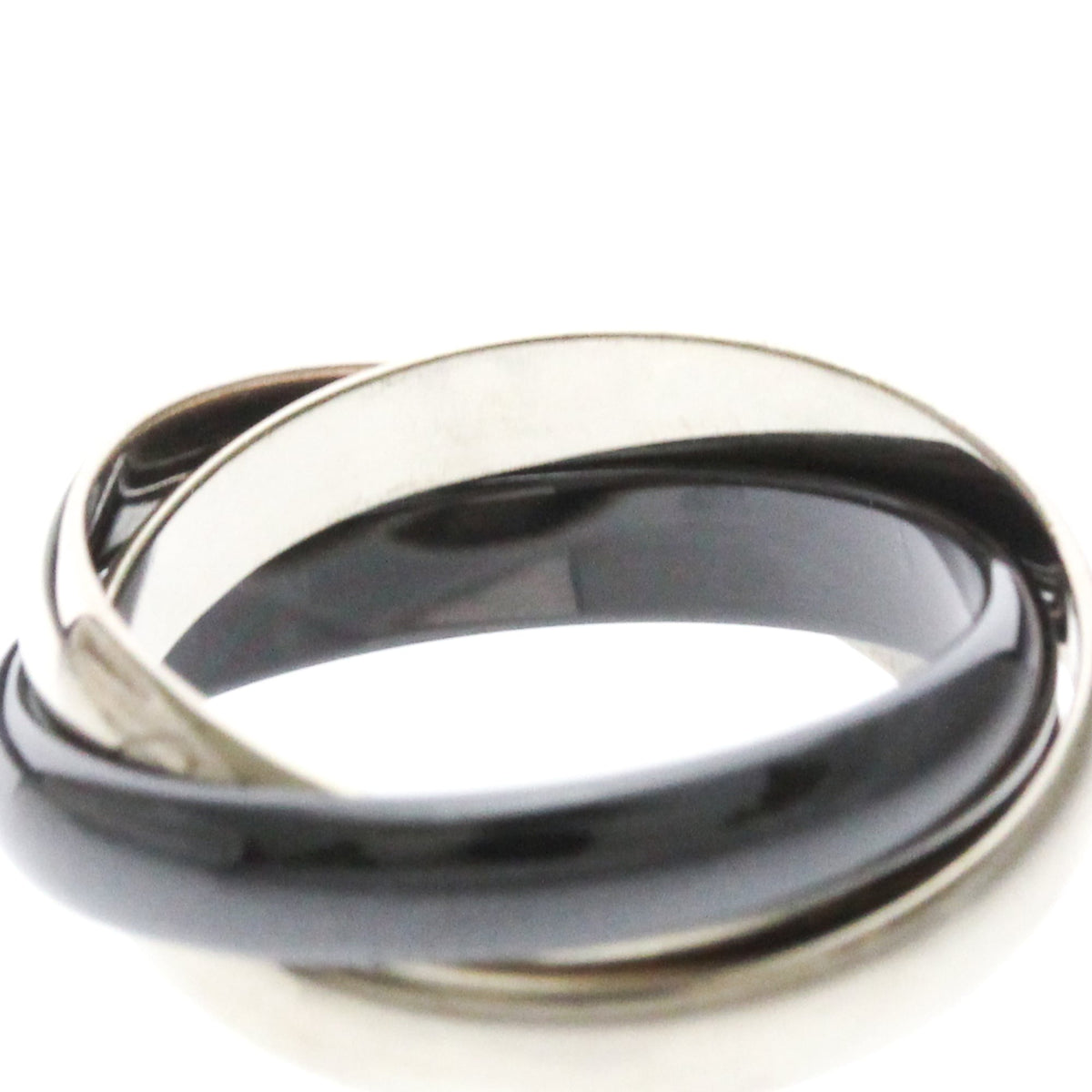 PRE-OWNED Cartier Trinity · 18K White Gold & Ceramic Size 6.75