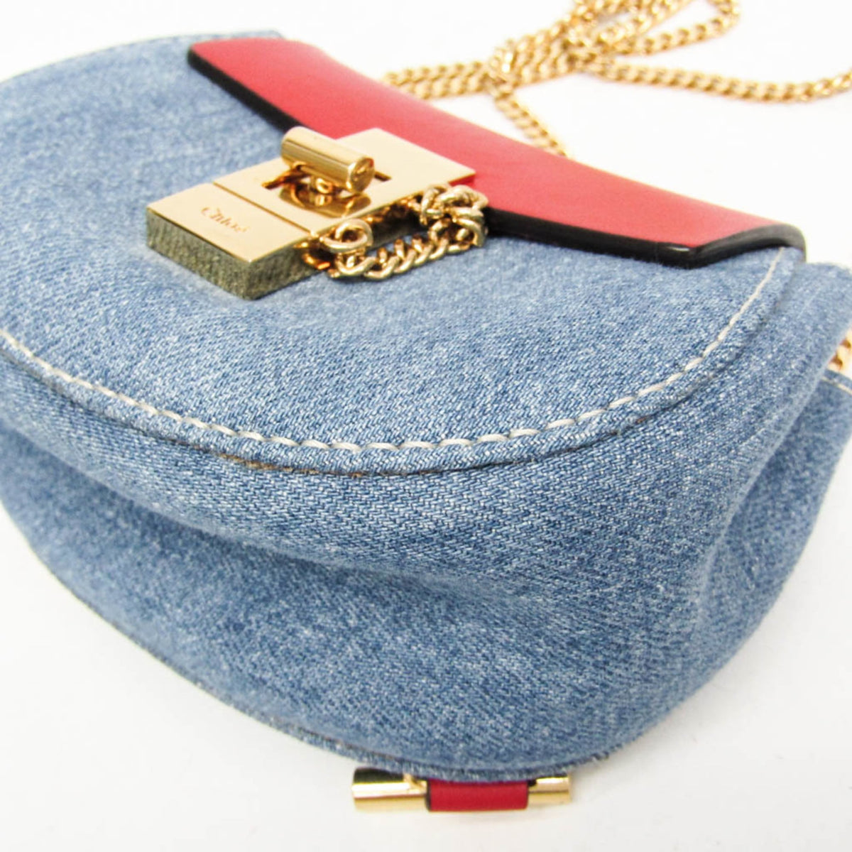 PRE-OWNED Chloé Drew Mini · Denim Crossbody