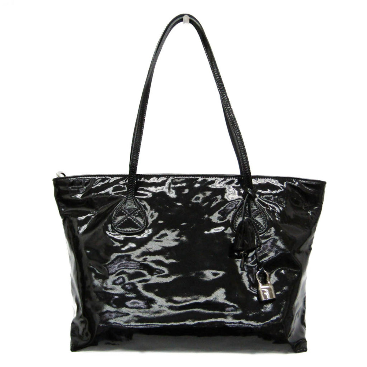 PRE-OWNED Celine Enamel Leather Tote