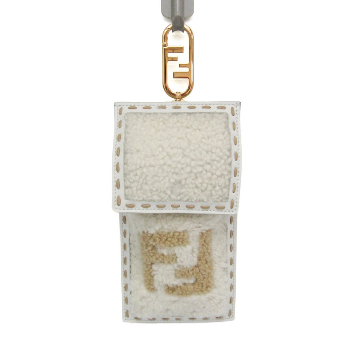 PRE-OWNED Fendi Logo Boa · Phone Pouch · Fur