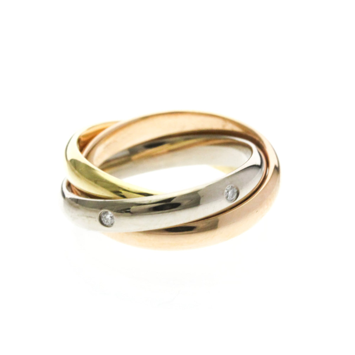 PRE-OWNED Cartier Trinity · Tri-Gold · Diamond Size 4.75