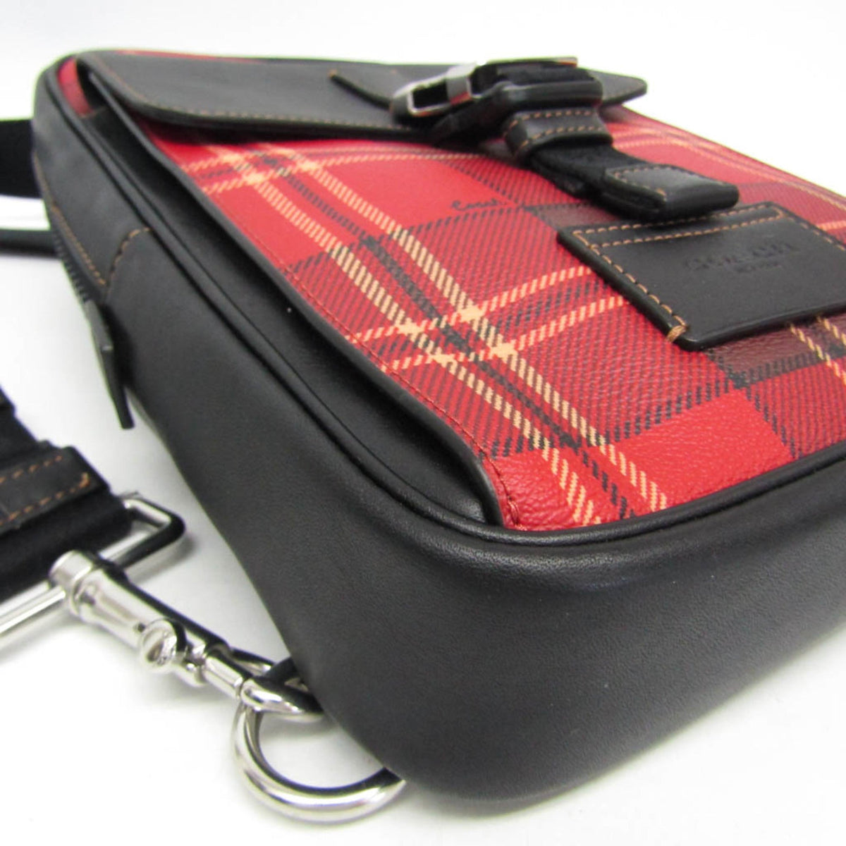 PRE-OWNED Coach Track Pack · Tartan Plaid · Leather