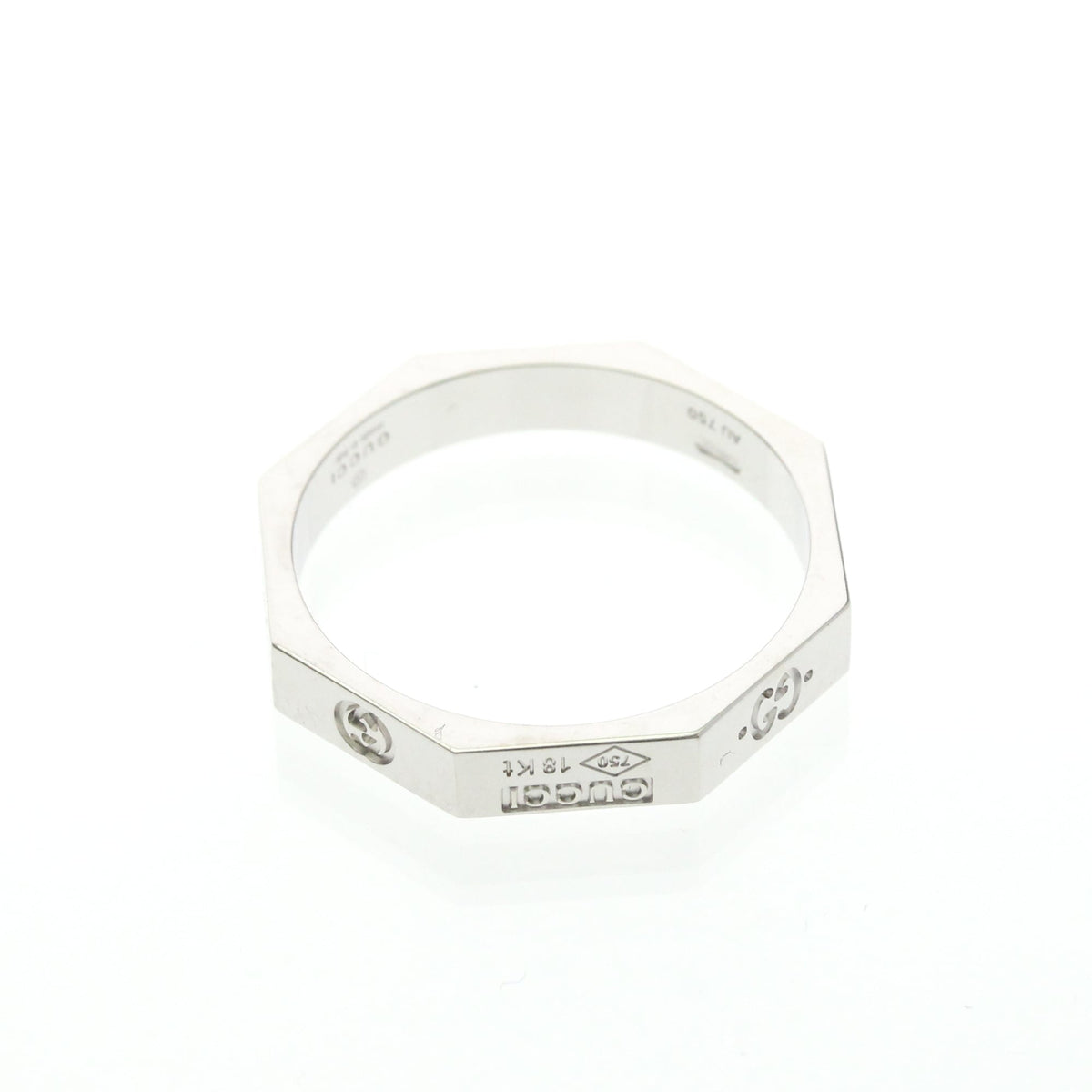 PRE-OWNED Gucci Octagonal Ring · 18K White Gold Size 8.75