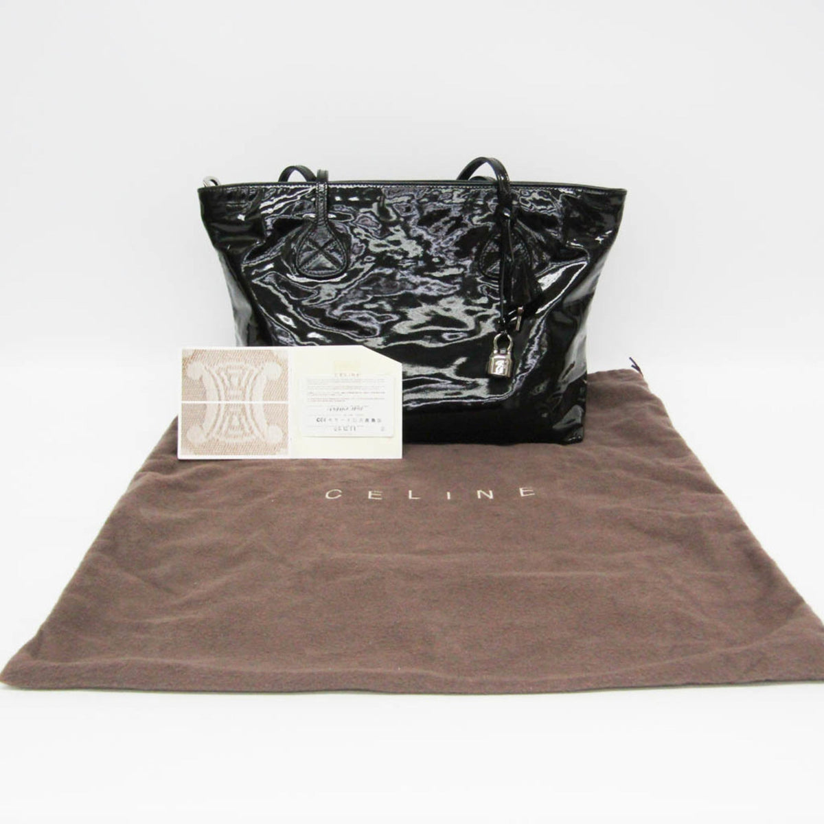 PRE-OWNED Celine Enamel Leather Tote