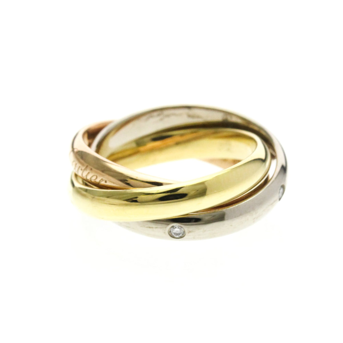 PRE-OWNED Cartier Trinity · Tri-Gold · Diamond Size 4.75