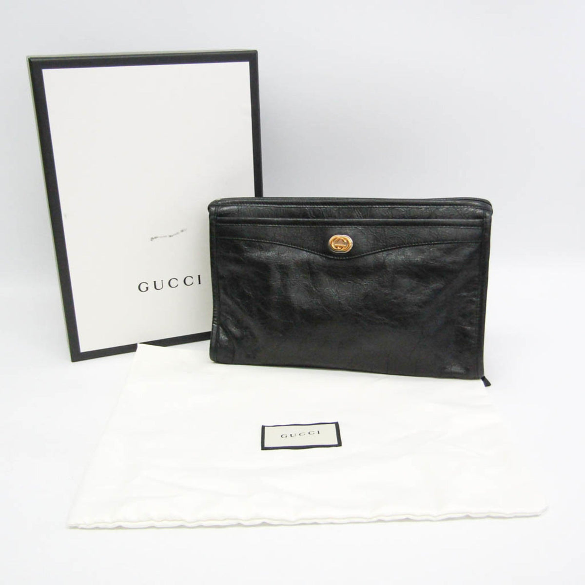 PRE-OWNED Gucci Interlocking · Leather Clutch
