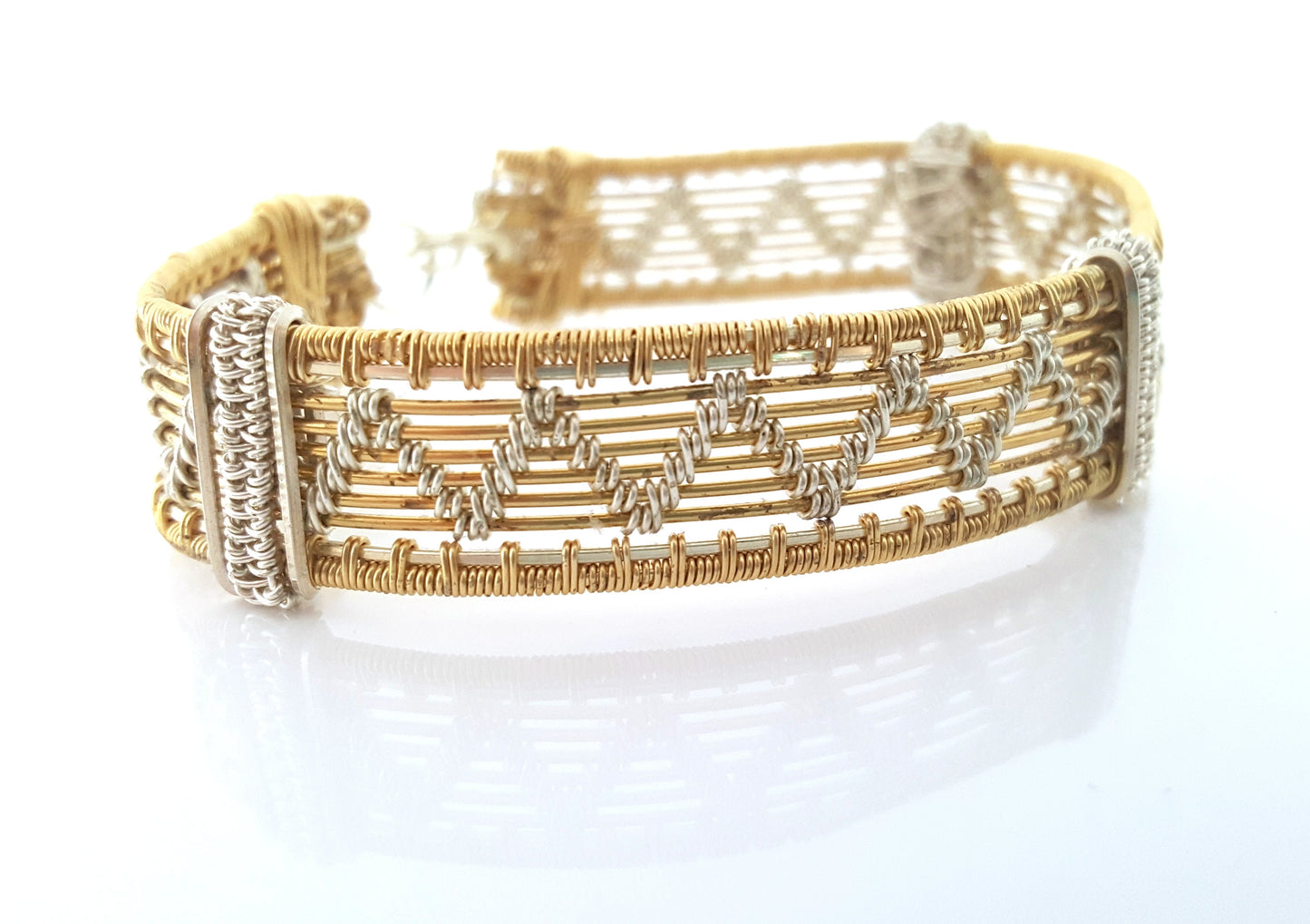 As Gifted at the Golden Globes – Chevron & Braided Mixed Metal Bracelet