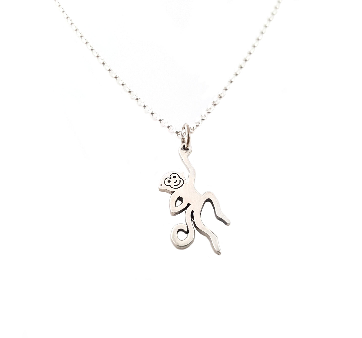 Monkey Charm Sterling Silver Necklace