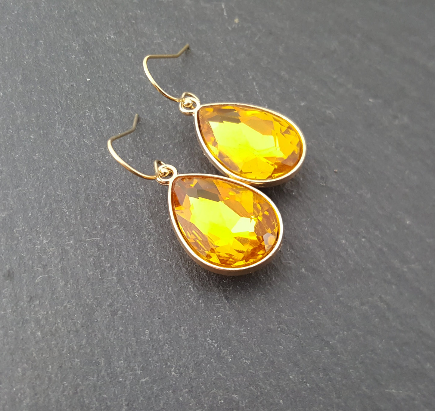 November Birthstone Earrings - Crystal Gold Filled Teardrop Earrings