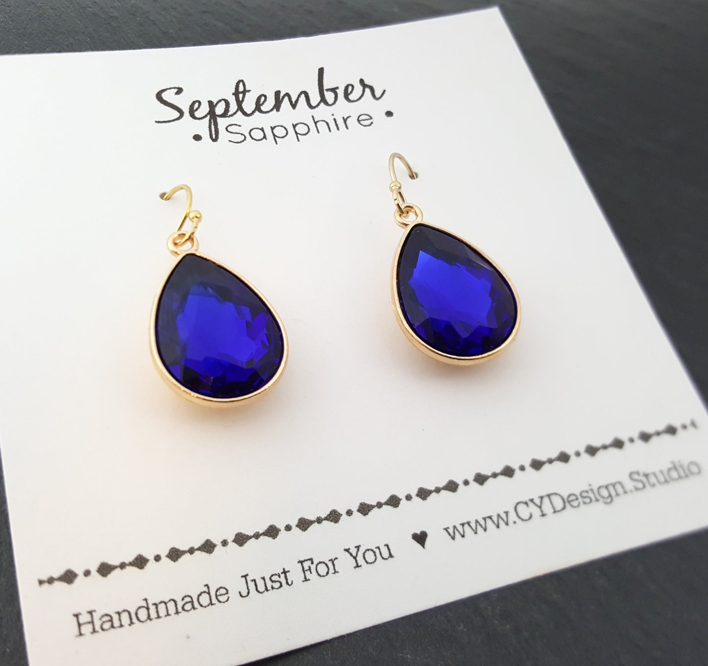 September Birthstone Earrings - Crystal Gold Filled Teardrop Earrings