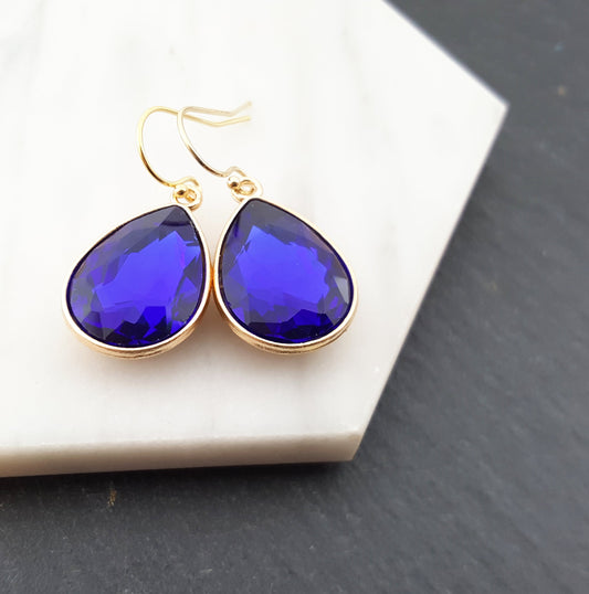 September Birthstone Earrings - Crystal Gold Filled Teardrop Earrings