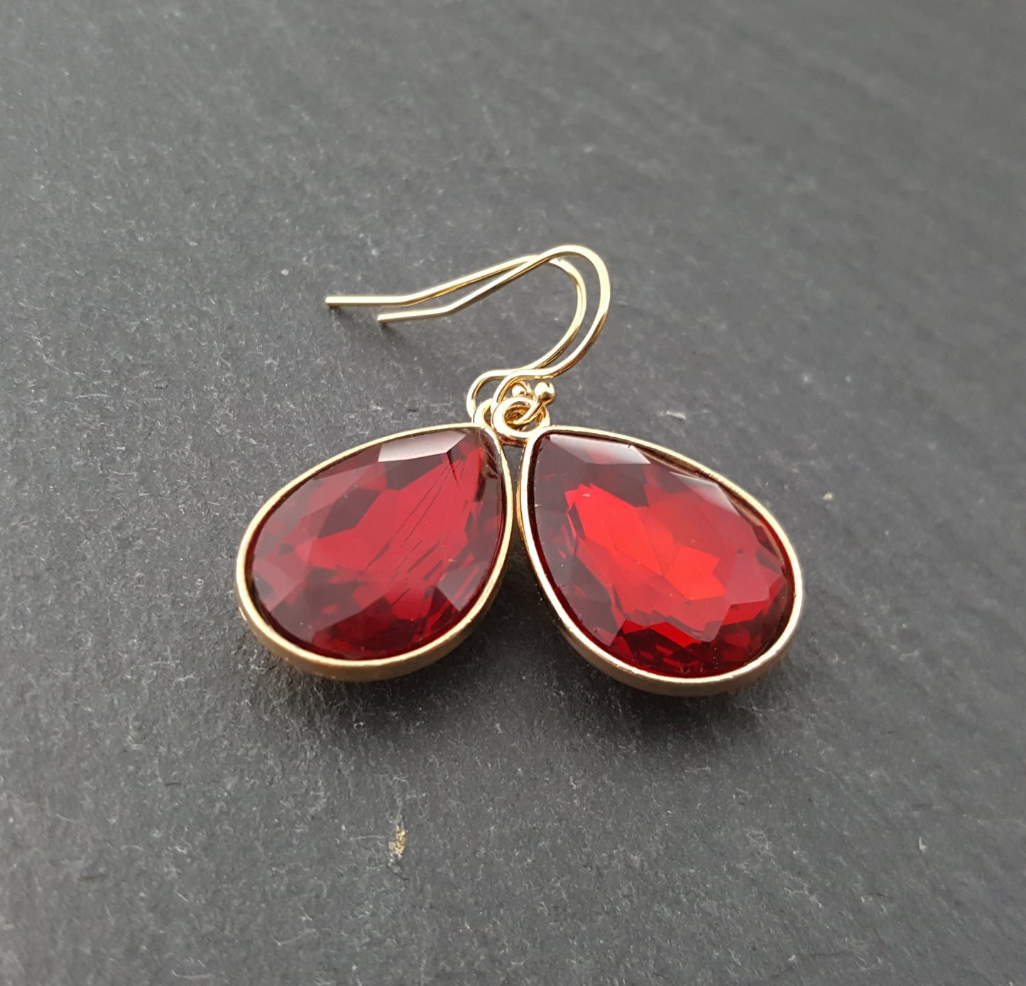 January Birthstone Earrings -  Crystal Gold Filled Teardrop Earrings