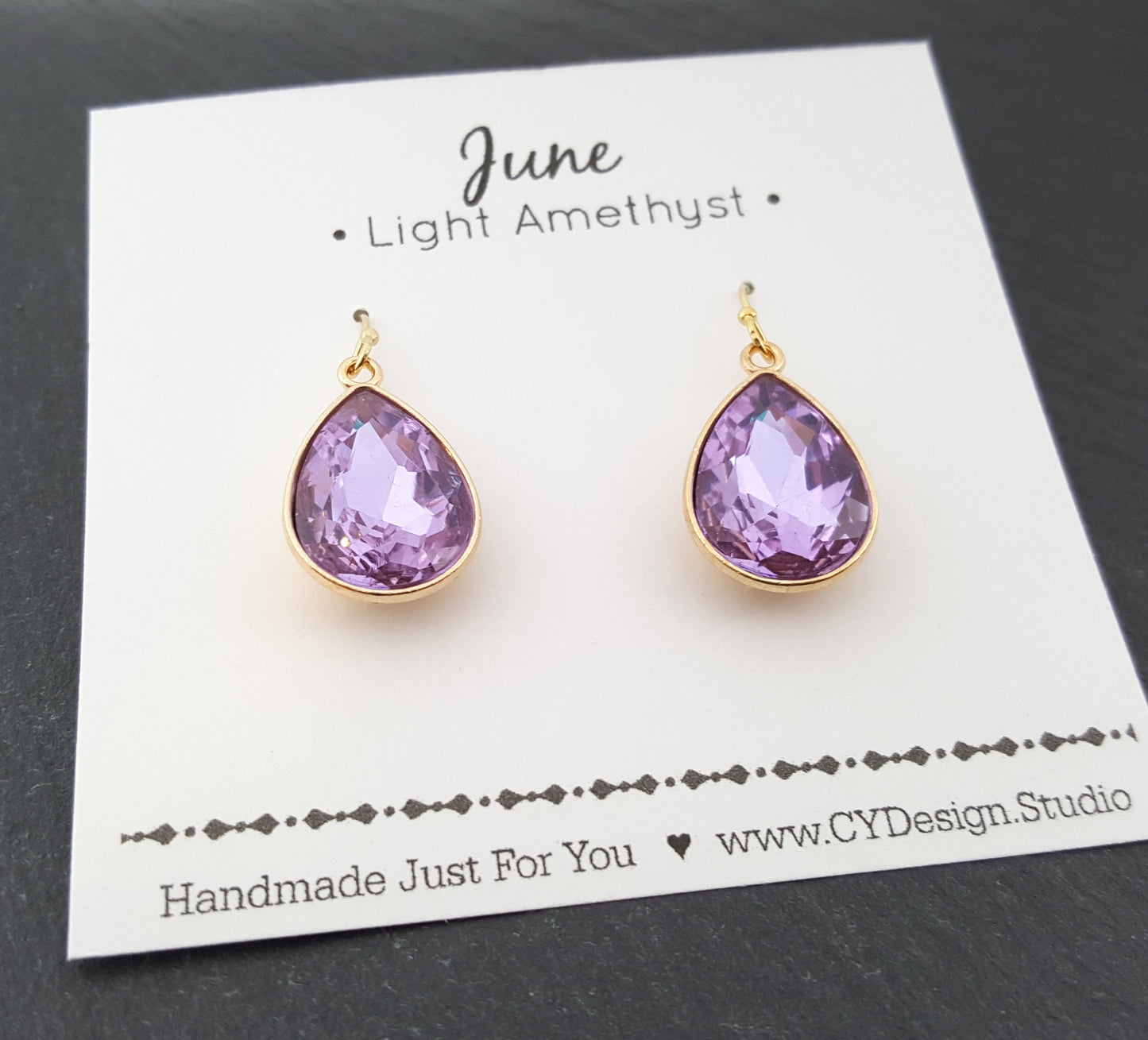 June Birthstone Earrings -  Crystal Teardrop Earrings