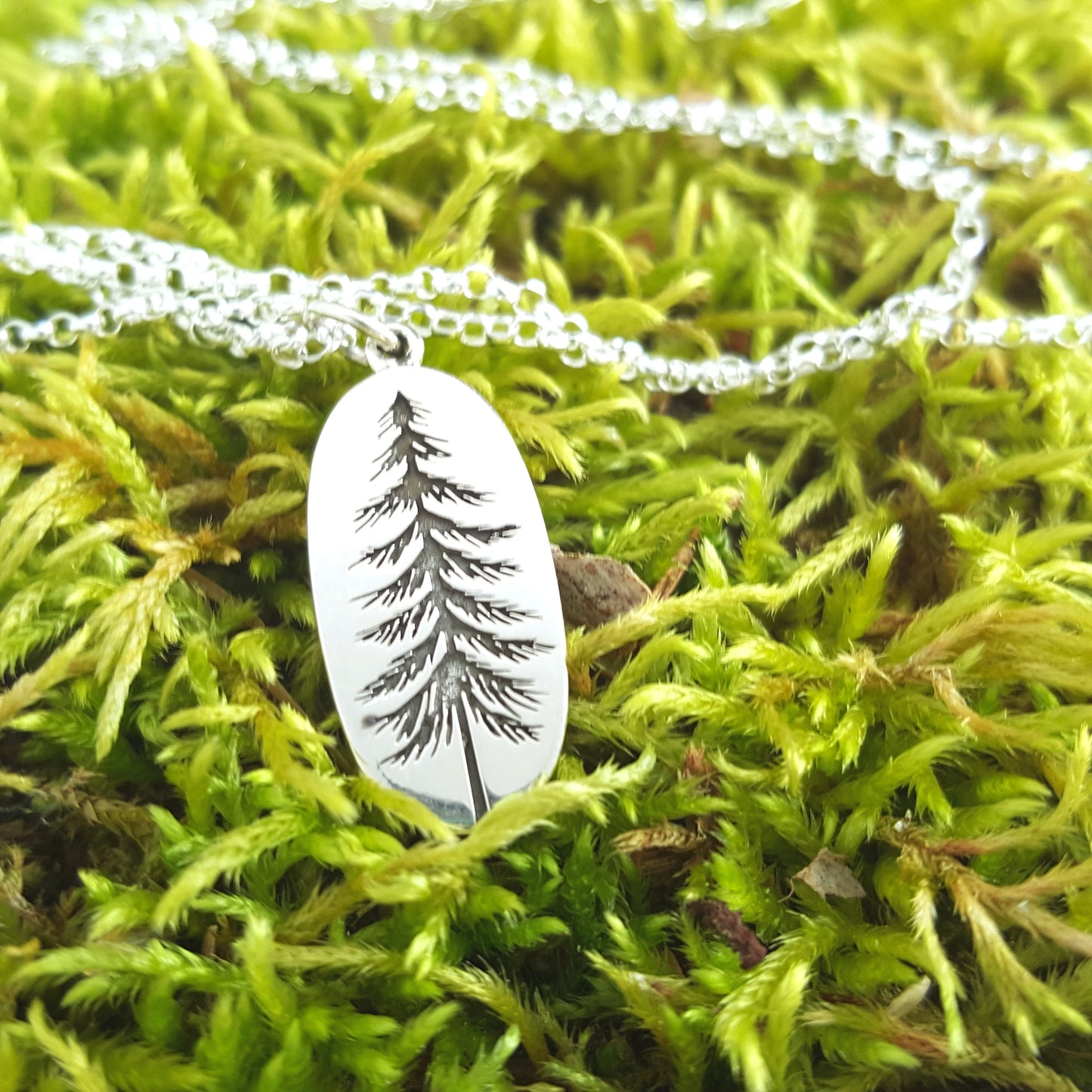 Sterling Silver Pine Tree Necklace – Minimalist Nature Charm