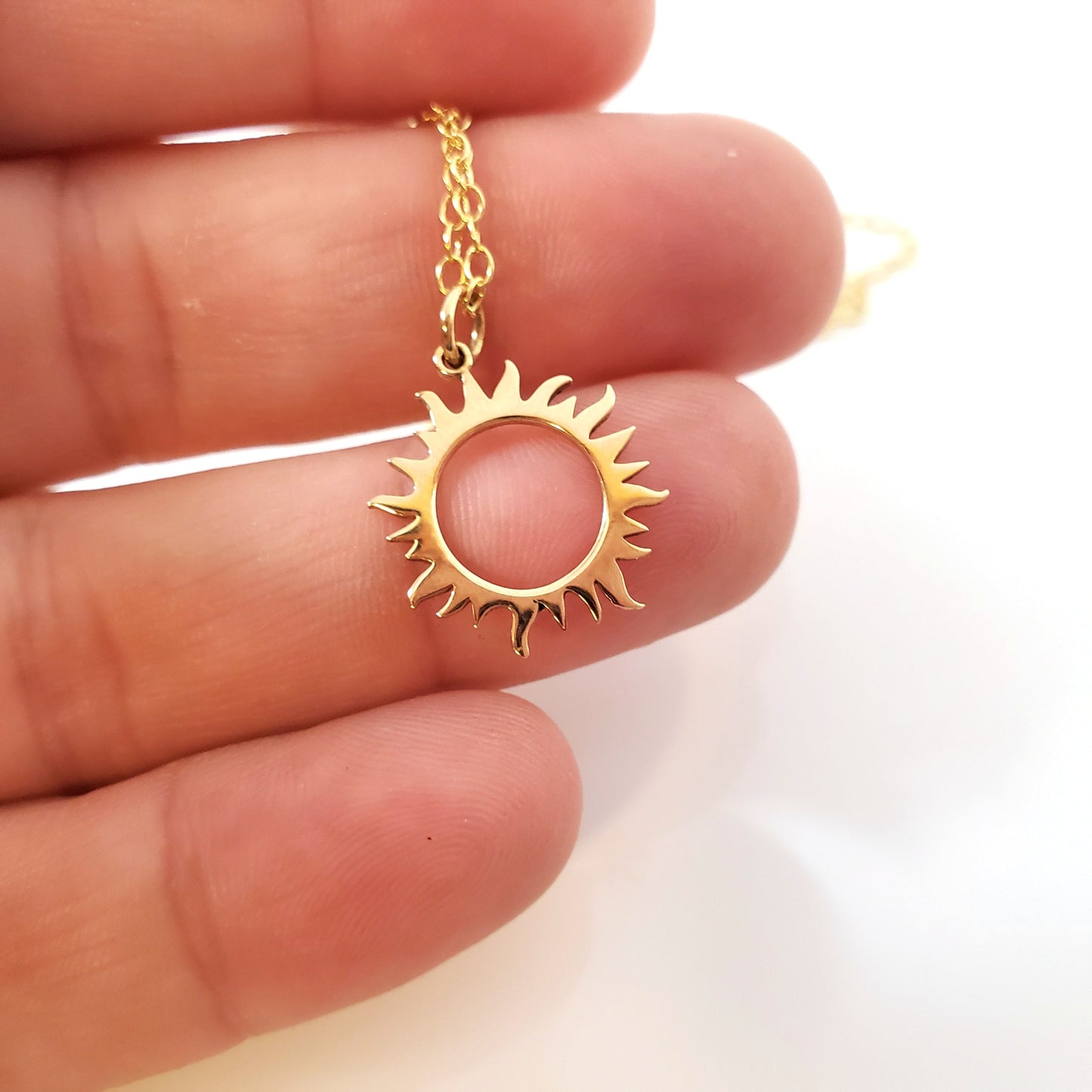 Sun Eclipse Charm Necklace - Dainty 14k Gold Filled Jewelry