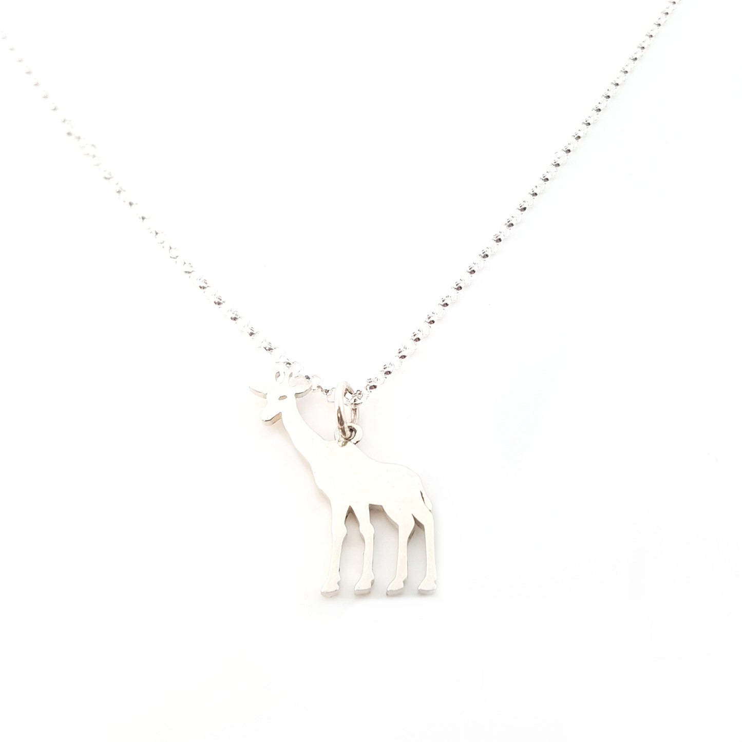 Giraffe Charm - Sterling Silver Necklace