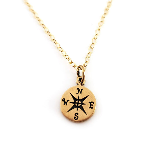 Compass Charm- Dainty 14k Gold Filled Jewelry