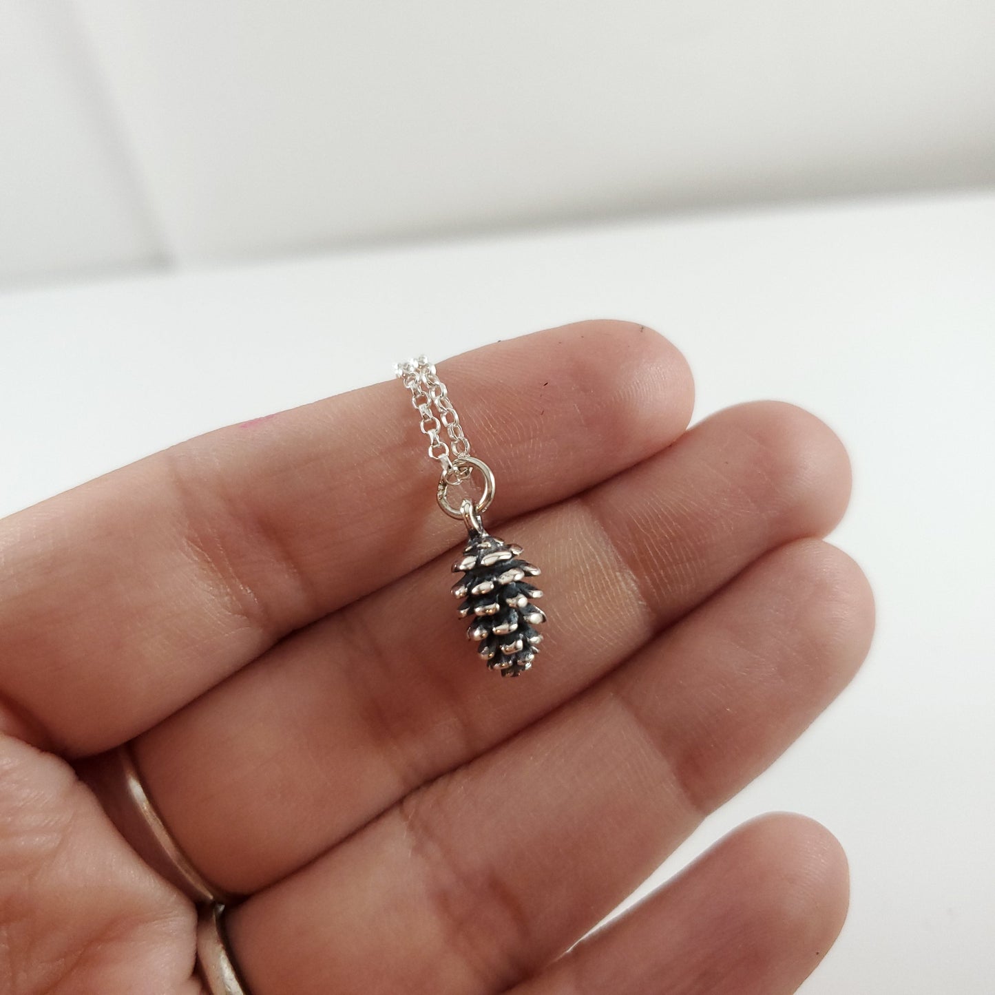 Sterling Silver Pinecone Necklace – Nature-Inspired Charm