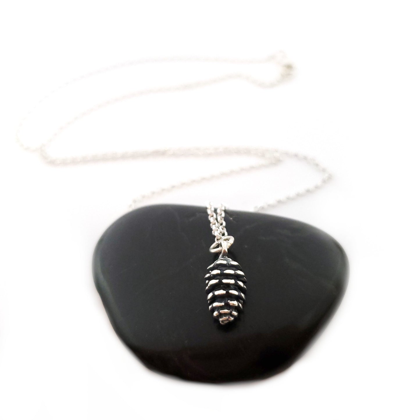 Sterling Silver Pinecone Necklace – Nature-Inspired Charm