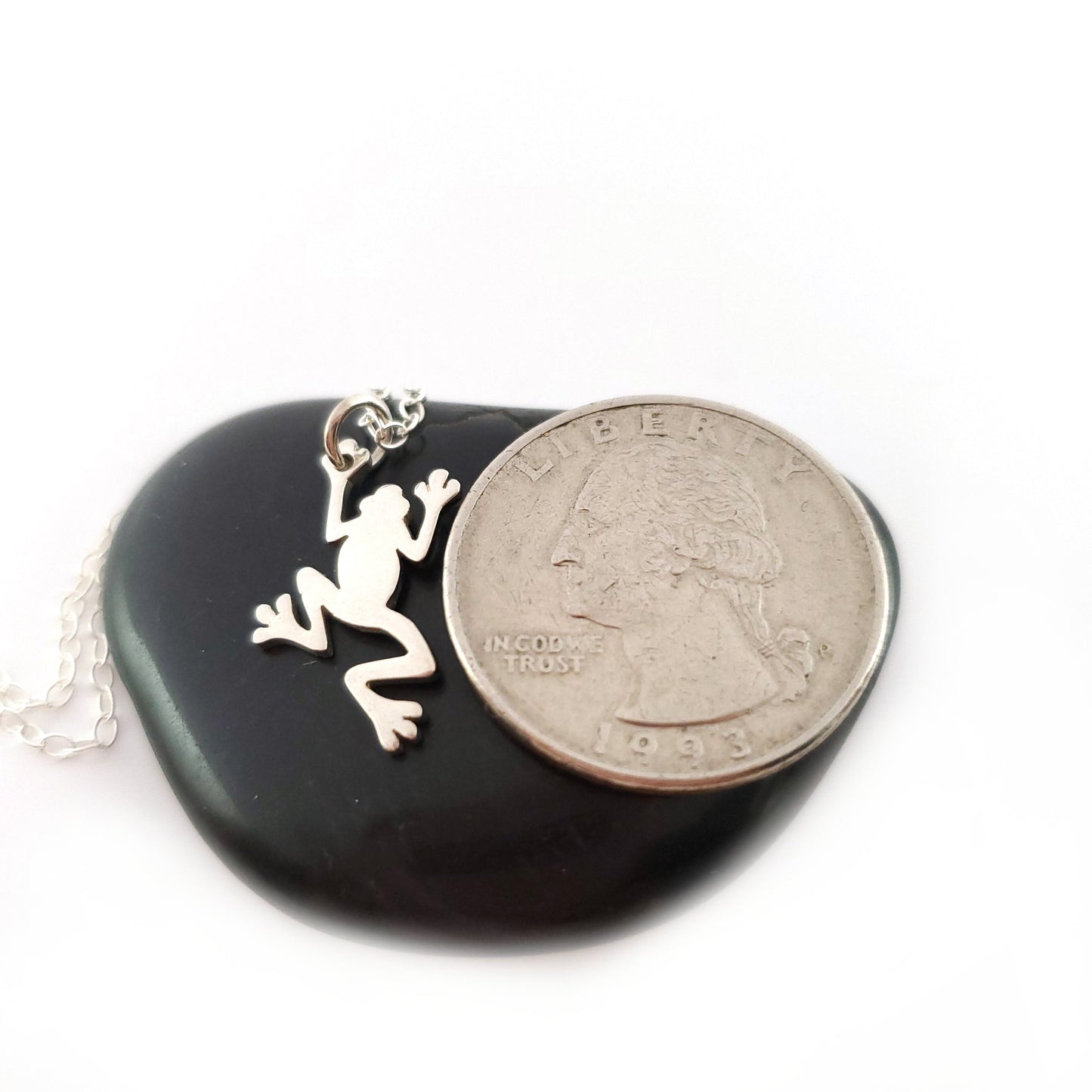 Frog Charm Necklace - Sterling Silver Jewelry
