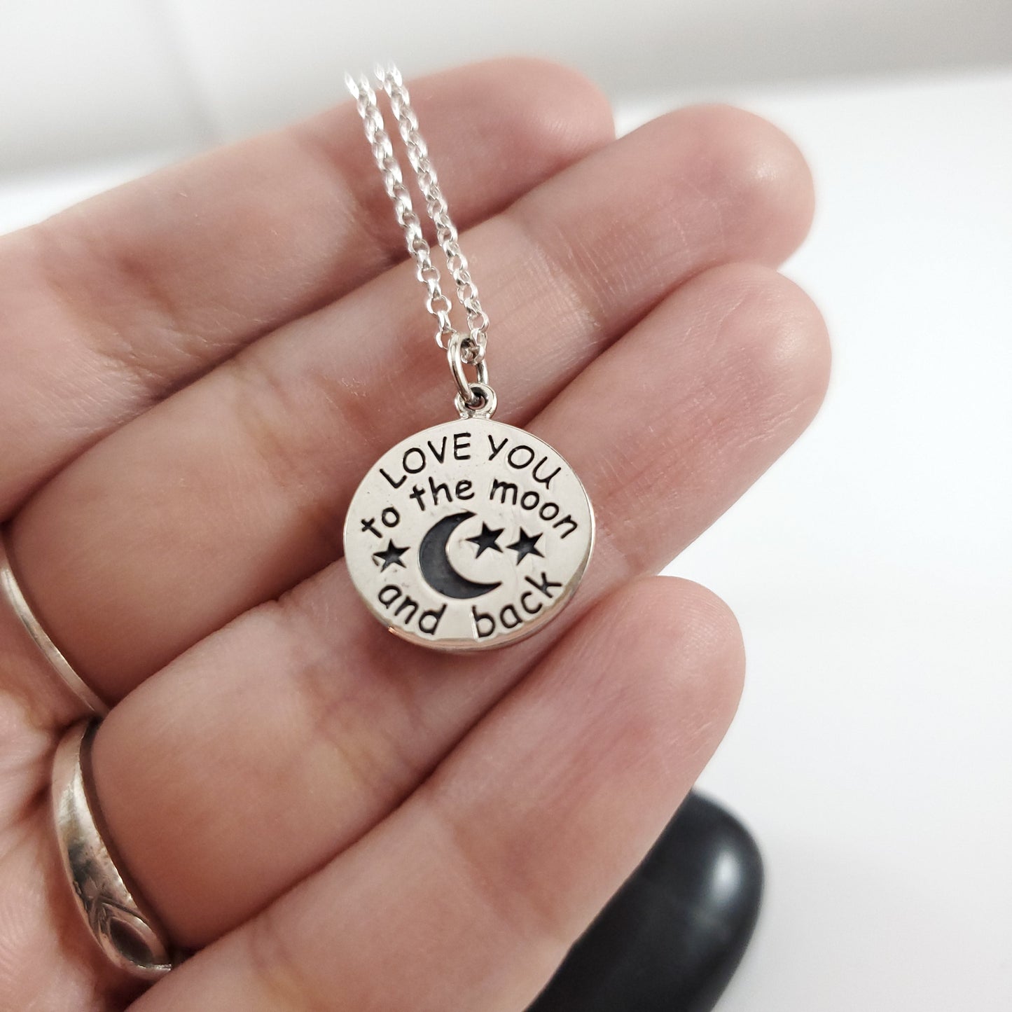 Love You to the Moon and Back Necklace - 925 Sterling Silver Jewelry