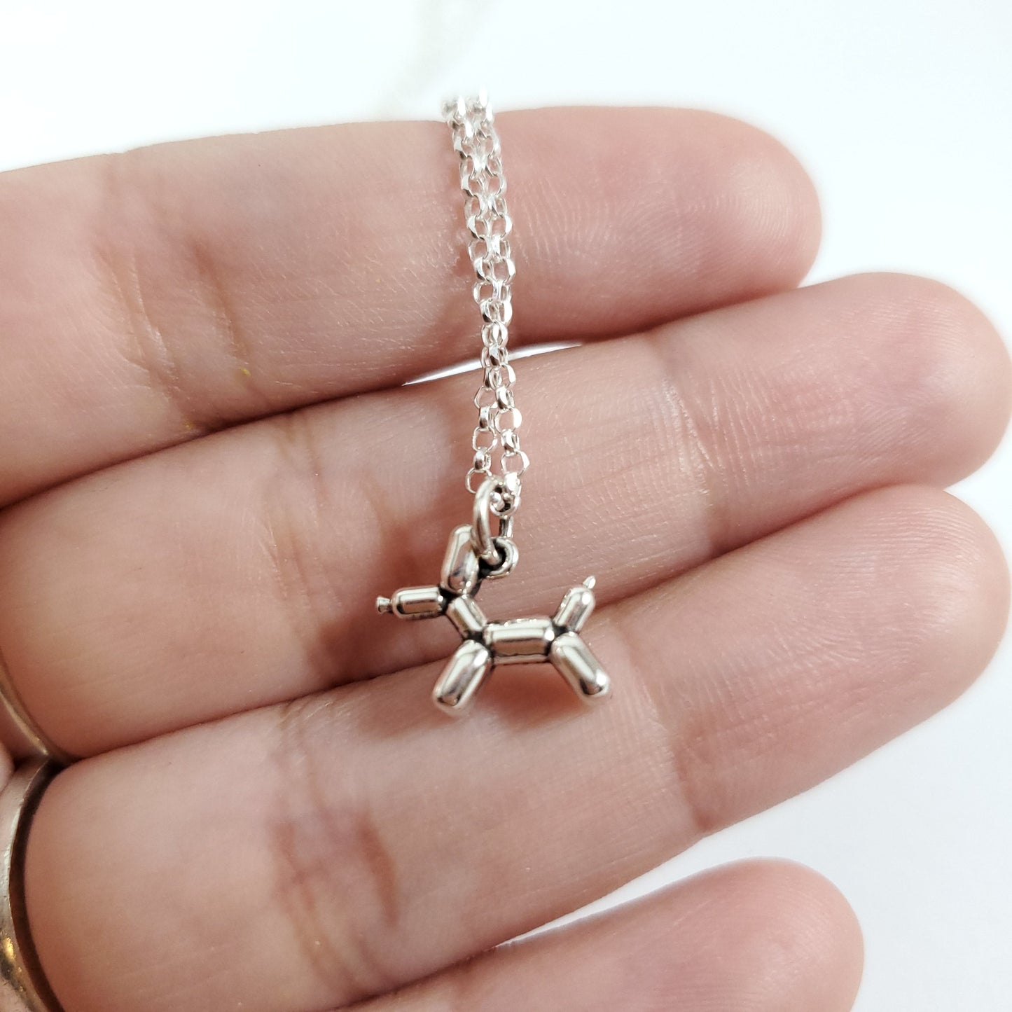 Balloon Dog Charm - Sterling Silver Necklace - Gift for Her