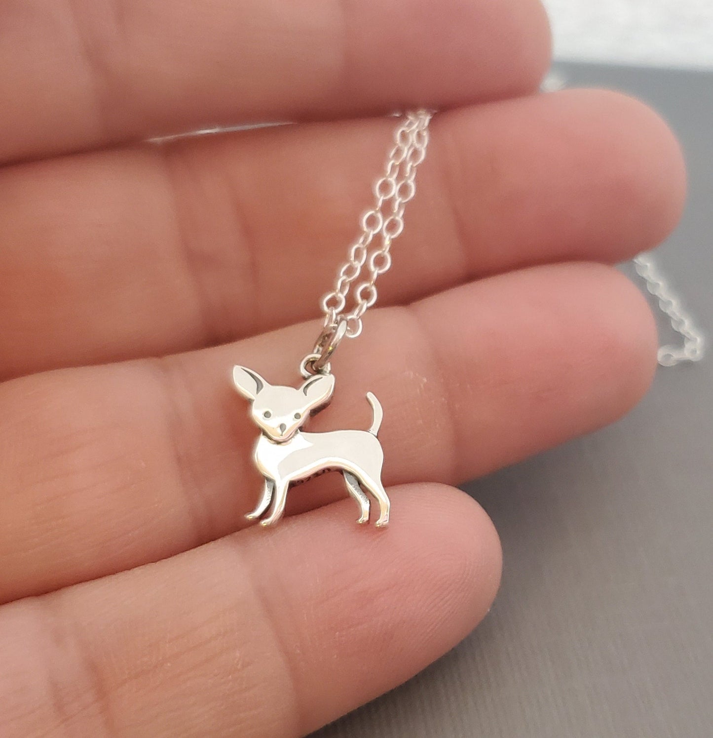 Sterling Silver Chihuahua Charm Necklace – Tiny Dog Lover Gift