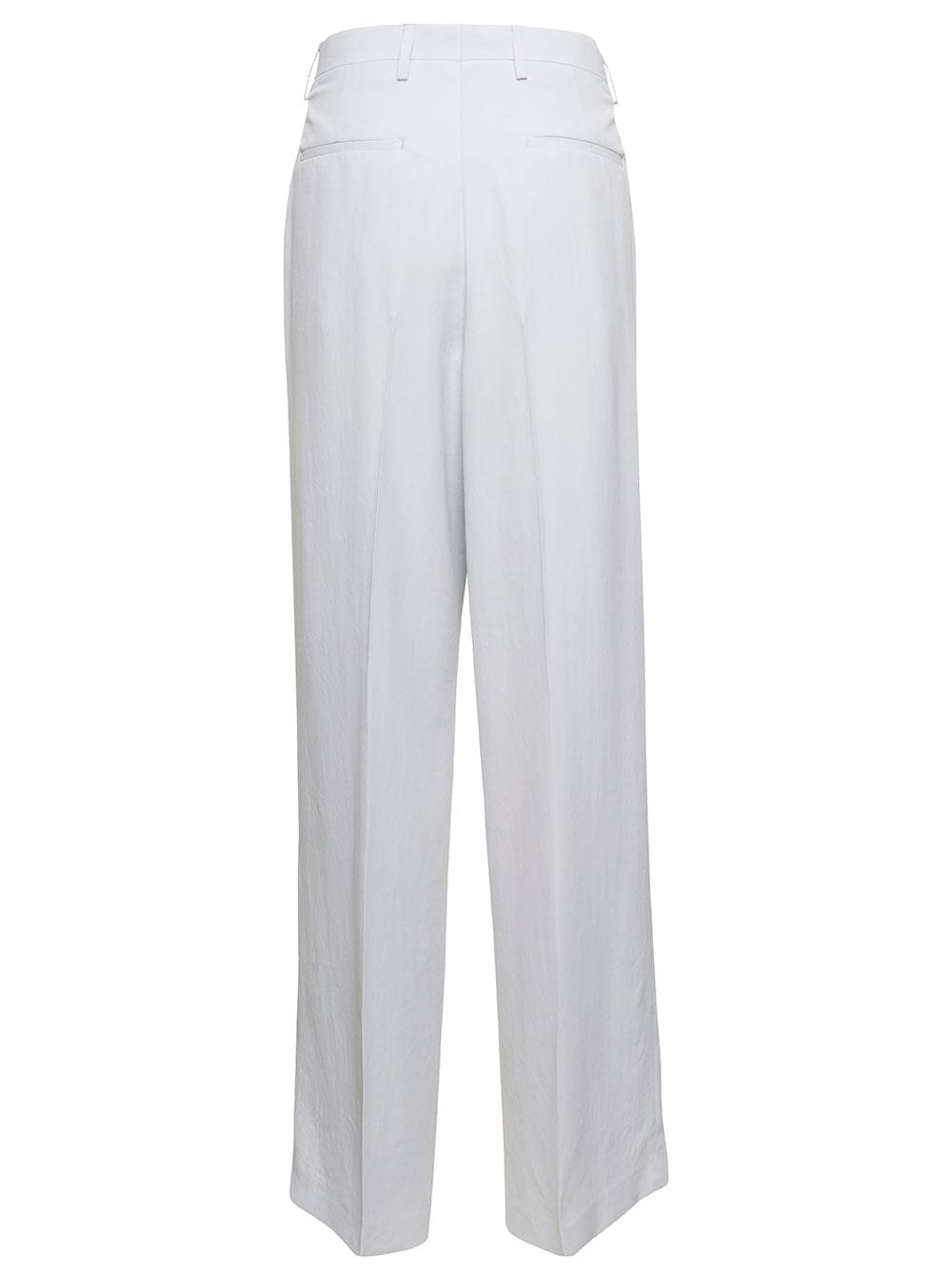 Dries Van Noten Women White Pants With Pressed Crease In Acetate Woman