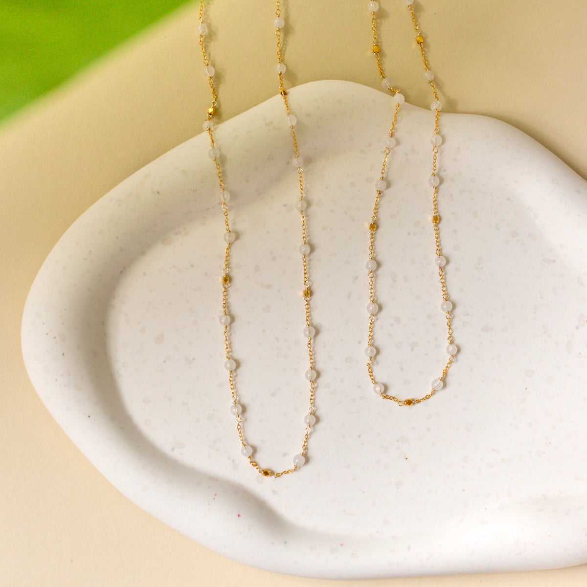 Margarita Chains - Green Onyx, Moonstone, Coral