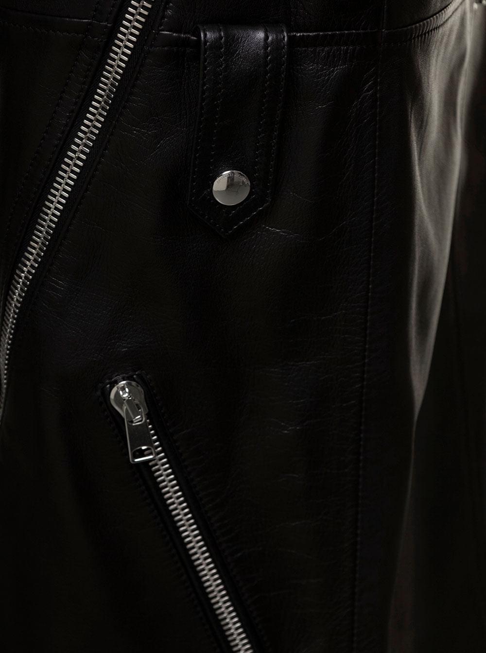 Alexander Mcqueen Women Long Black Skirt With Zip Embellishment In Smooth Leather Woman