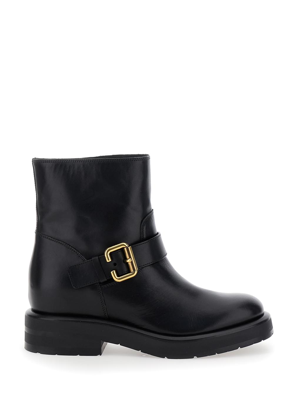 Chloé Women 'Coddington' Black Ankle Boots With Paddington Buckle In Leather Woman