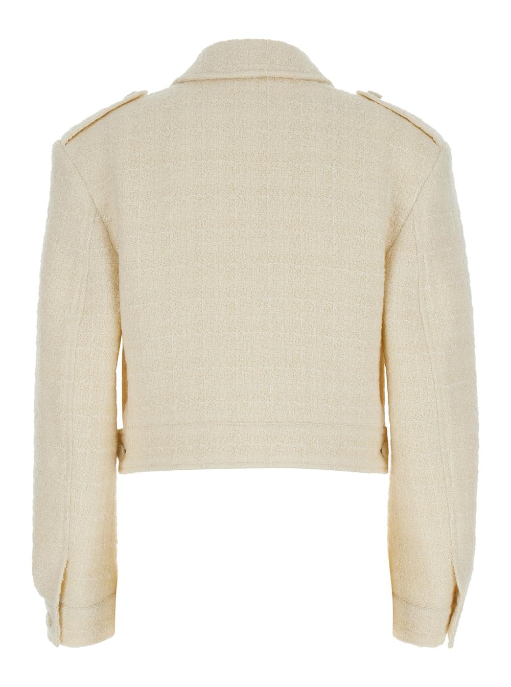 Givenchy Women White Jacket With Logo 4G Detail On The Buttons In Wool Blend Woman