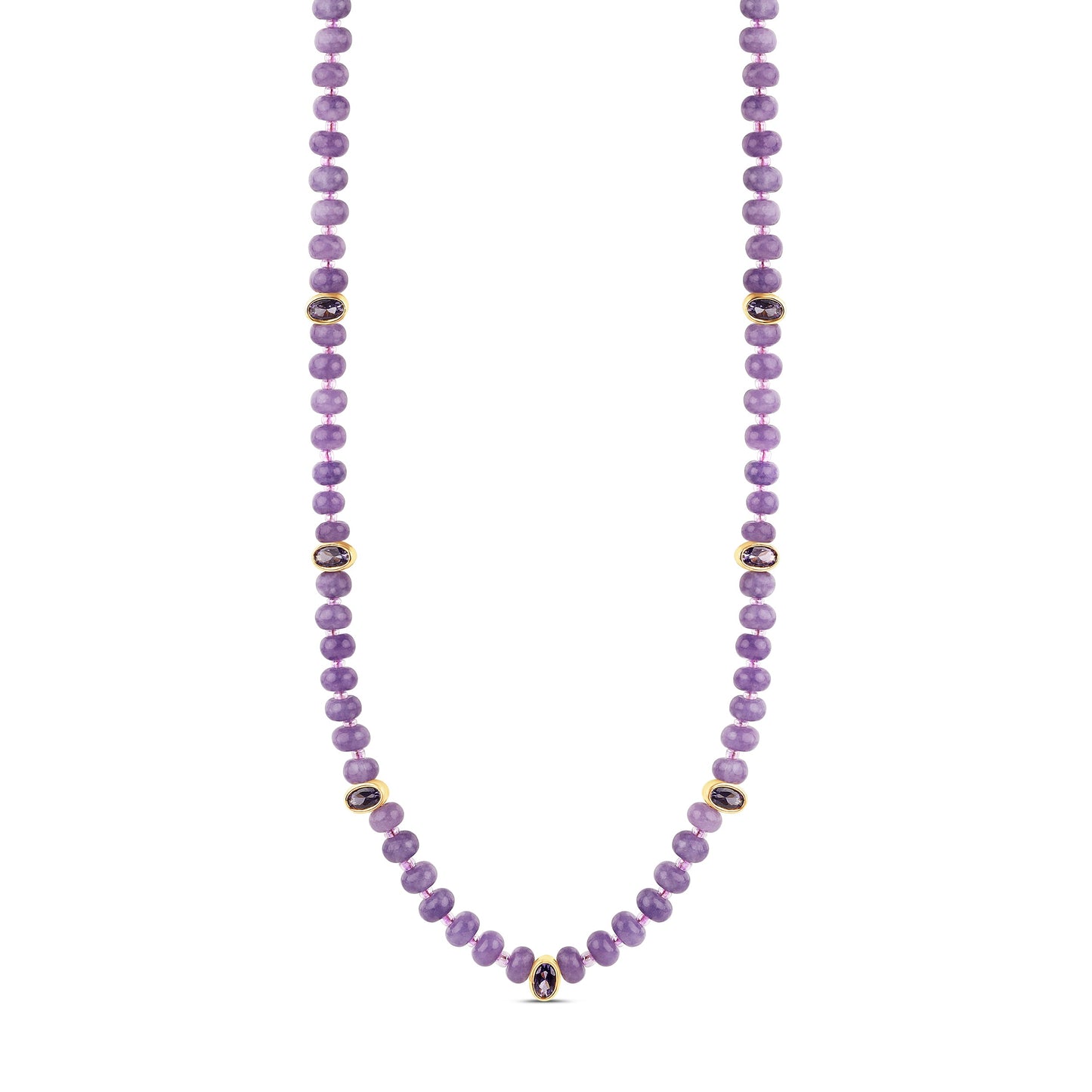 Lavender Amethyst Bead Necklace with Faceted Gem Accents