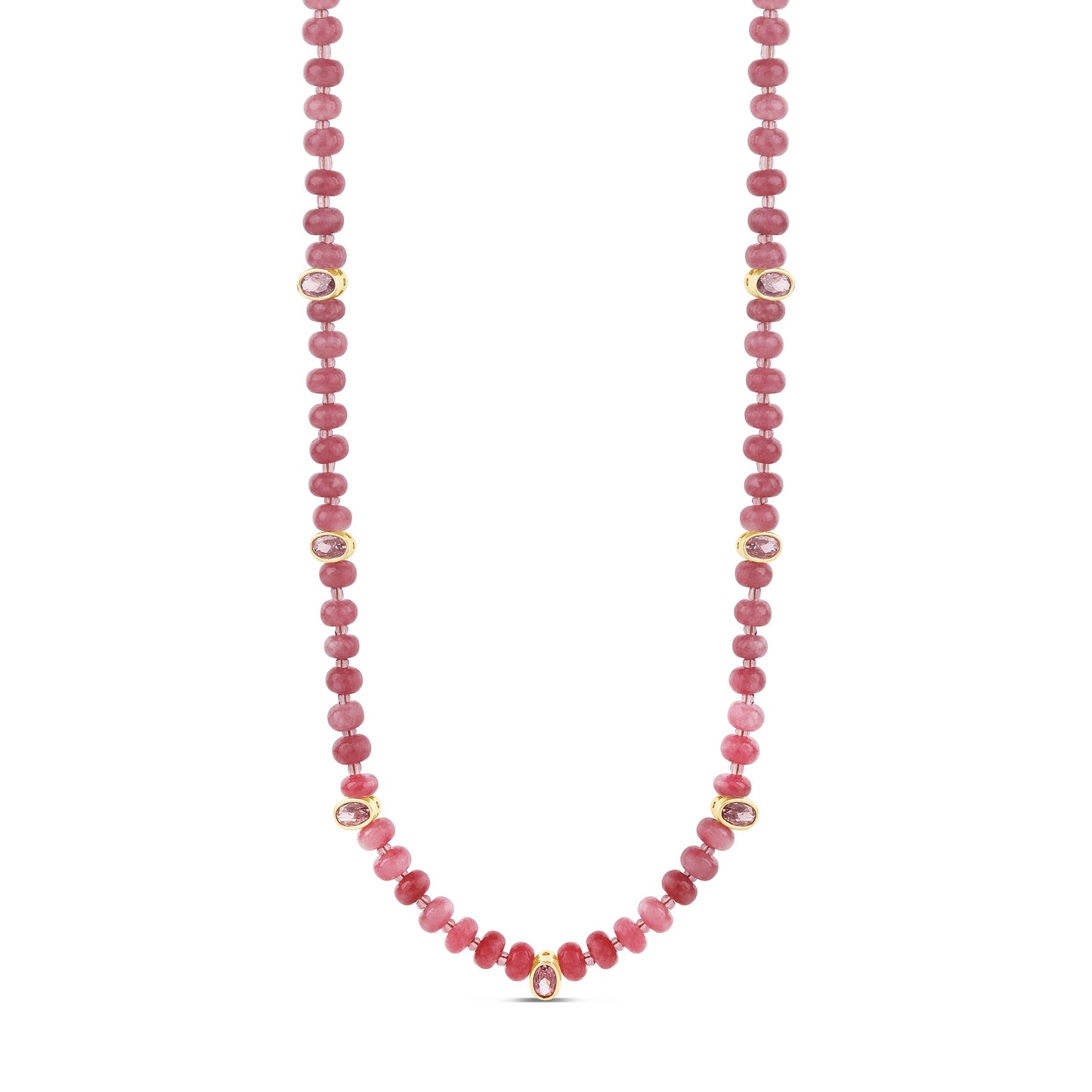 Pink Tourmaline Necklace with Faceted Gem Accents