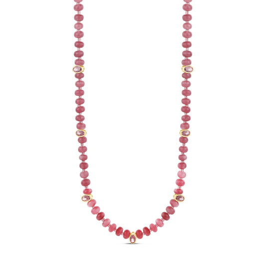 Pink Tourmaline Necklace with Faceted Gem Accents